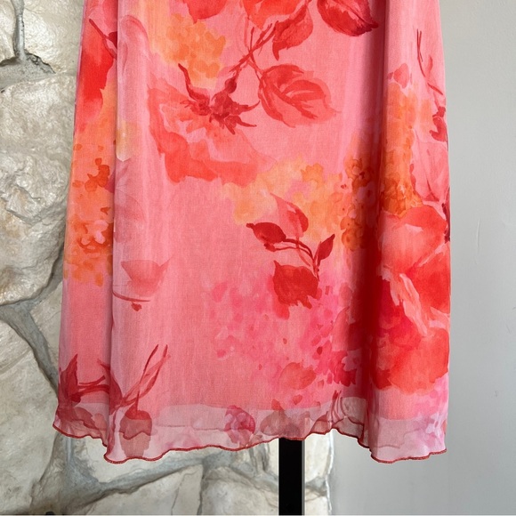 Vintage Orange Sherbet Hawaiian Floral Sleeveless Mini Dress - Picture 3 of 7